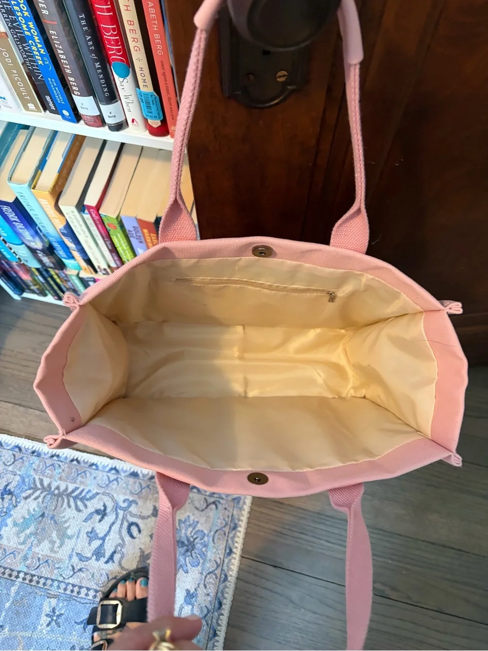 Canvas Tote Organizer Bag in Light Pink - ZHIVO Style